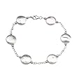 Sterling Silver White Freshwater Cultured Coin Pearl Station Bracelet - 8''
