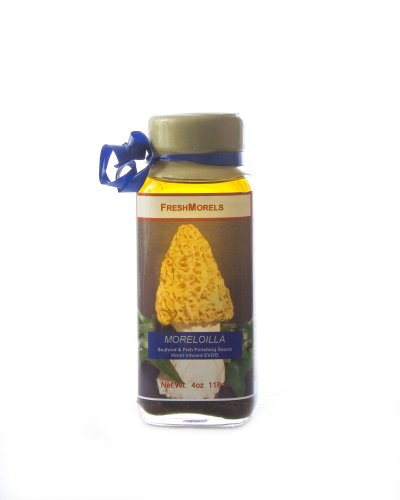 FreshMorels Epicurean Moreloilla Finishing Sauce, Seafood & Fish, 4 Ounce Glass Bottle by Olive Oil