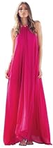 Hot Sale An Elan Usa Maxi Halter Tie Flowy Long Dress (RY597) (Small, Fushia)
