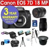 Canon EOS 7D 18 MP Digital SLR Camera with Canon EF-S 18-55mm IS Lens + Sig ....
