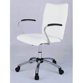 Kids Desk Chair with White Vinyl Fabric Seat and Back in Chrome Painted Finish