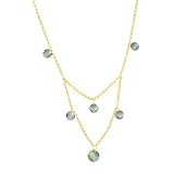 14K Yellow Gold Prasiolite and Blue Topaz Briolette Beads Necklace - 17 inches