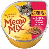 Meow Mix Tender Favorites Real Chicken and Beef in Gravy Cat Food Cups 2.75 oz, case of 24