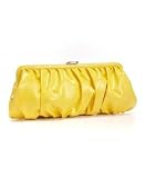 La Regale Patent Gathered Clutch Yellow