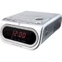 GPX C208 AM/FM Clock Radio with Top Load CD Player (Silver)