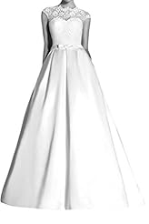 Empire Natural   Waistline Lace Illusion Satin  Ball Gown Wedding Dress 