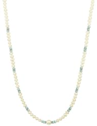 Gemstone and Sterling Silver Accents with White Potato Freshwater Cultured Pearl Necklace, 16"
