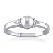 JUNE Birthstone Ring 14k White Gold Diamond & Pearl Ring