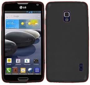 LG Optimus F6 D500 MS500 LGF6 LGD500 TPU Jelly Skin Protector Cover Candy Case + Lanyard (Black)