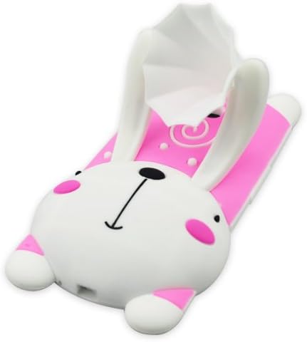 FJX 3D Lovely Rabbit With Morning Glory Horn Style Bracket Design Hybrid Soft Silicone Case Cover Compatible for Samsung Galaxy S3 I9300(White/Hot Pink)