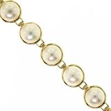 14KT Gold Tennis Bracelet Wh Freshwater Cultured Pearls