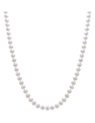 Classical 925 Sterling Silver 6.0-6.5mm Cream Pearl Women Necklace - 19.9 inch