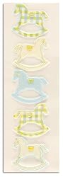 Martha Stewart Crafts Fabric Rocking Horse Stickers Blue/Green By The Package