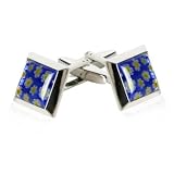 Blue Millefiore Venetian Glass Square Silver Cufflinks With Presentati...