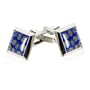Blue Millefiore Venetian Glass Square Silver Cufflinks with Gift Box