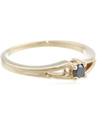 10k Gold Black Diamond Solitaire Ring (1/8 cttw)