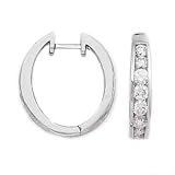 14k White Gold & Diamond Channel-Set Hoop Earrings (1.00ctw)
