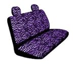 Premium New Style Purple Zebra 4pc Bench Seat Cover with Head Rests
