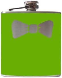 Bowtie Flask- 6, 8 Ounce - Custom, Personalized- Many Colors (6 Ounce, Lime Green - Matte)