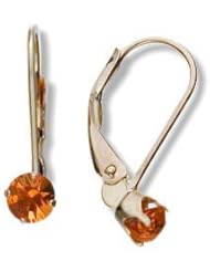 November 10 Karat Yellow Gold Genuine 0.40tcw. 4mm Citrine Leverback Earrings for Girls