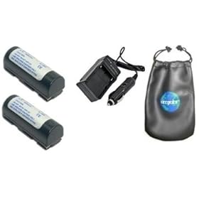 ValuePack (2 Count): Digital Replacement Battery PLUS Mini Battery Travel Charger for Specific Digital Camera and Camcorder Models / Compatible with EPSON B32B818232, B32B818233, EPALB1, EU-85, FUJIFILM NP-80, KODAK KLIC-3000, KYOCERA BP-1100, LEICA NP-80, RICOH DB-20, DB-20L, TOSHIBA PDR-BT1, PDR-B