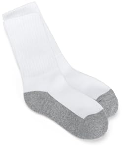 Jefferies Socks Boys 8-20  Seamless Toe Athletic Crew, White/Grey, 6-pack 8-9