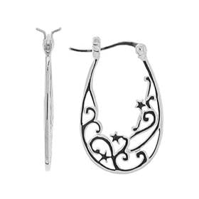 Boma Sterling Silver Whimsical Stars Hoop Earrings