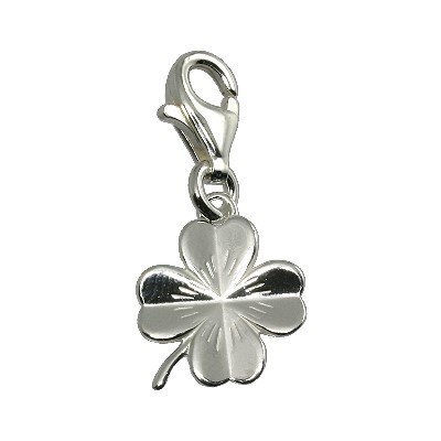 SilberDream Kleeblatt Charm 925 Sterling Silber Charms Anhänger für Armband Kette Ohrring FC502 Silber Charm
