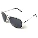 J+S Premium Military Style Classic Aviator Sunglasses, Polarized, 100% UV Protection (Medium Frame - Silver Frame/Black Lens)