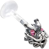 Sterling Silver 925 Pink Dragon Cubic Zirconia Bioplast Tragus Earring Stud