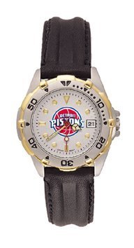 Detroit Pistons All Star Ladies Black Leather Strap Watch