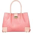 Fontanelli Pink Ostrich & Croco Embossed Leather Tote Bag