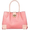 Fontanelli Pink Ostrich & Croco Embossed Leather Tote Bag