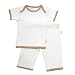 Organic Cotton Short-Sleeve Top and Pants - Brown Trim (0-3 mos.)