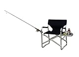 OASIS Deluxe Director Fishing Chair w/ Side Table, Fishing Rod Holder and Black Storage Side Bag-3 Years Warranty-A BONUS POCKET UMBRELLA INCLUDED WITH YOUR ORDER...