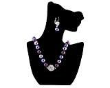 Formal Deep Purple Color Pearl Necklace & Matching Earring - Eggplant, Orchid, Violet Bridesmaid Jewelry SET