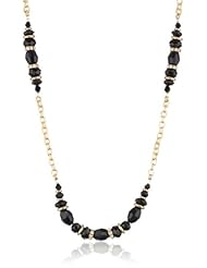 Napier "Black To Gold" Gold-Tone and Jet Strand Necklace, 42"