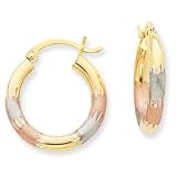 14k Tri-color Gold 3mm Diamond-cut Earrings