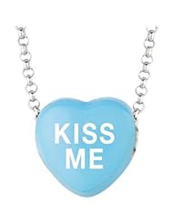 Sweethearts Enamel "Kiss Me" Heart on 16" Necklace Pendant with Gift Box