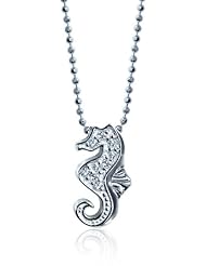 Alex Woo "Little Seasons" Diamond and 14kt White Gold Seahorse Pendant Necklace