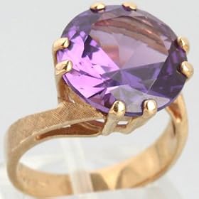 10K Yellow Gold 6.6 Carat Amethyst Ring - OldCities Antique Jewelry by Amethyst Brooches
