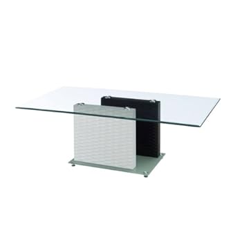 Table basse verre, bois laqué noir et blanc CLASSE