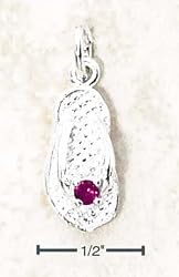 Sterling Silver July CZ Birthstone Flip Flop Charm
