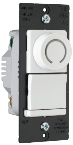 Legrand-Pass & Seymour DR703PWV 700-watt Three Way Decorator Rotary Witch with Pilot Light, White