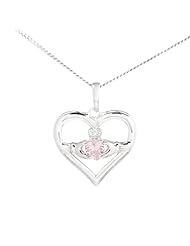 October - Pink Tourmaline Birthstone claddagh Pendant