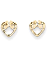 MadiK® 14k Yellow Gold Polished Heart with Round CZ Post Earrings