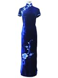 Sapphire Blue embroidered silk velvet dress