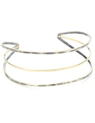Melissa Joy Manning "mixed metal" 14k Gold and Sterling Silver Bar Cuff Bracelet