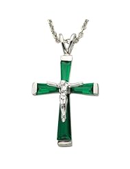 .925 Sterling Silver May Crucifix Pendant on 18" Chain Necklace Birthstone Jewelry Birthstone Crucifix Pendant Necklaces Gift Boxed w/Chain Necklace 18" (Including Lobster Claw) Gift Boxed