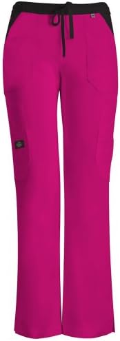 Dickies 'Jr. Fit Low-Rise Drawstring Cargo Pant' Scrub Bottoms Hot Pink Medium Petite